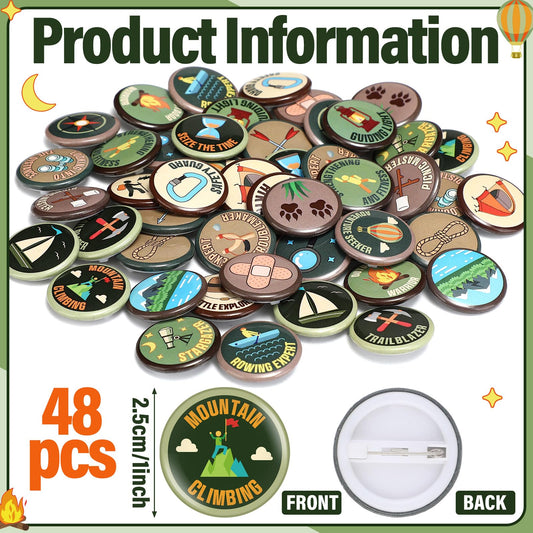 Suncalla 1-inch scout pins ideal for jackets and bags, adding adventure flair