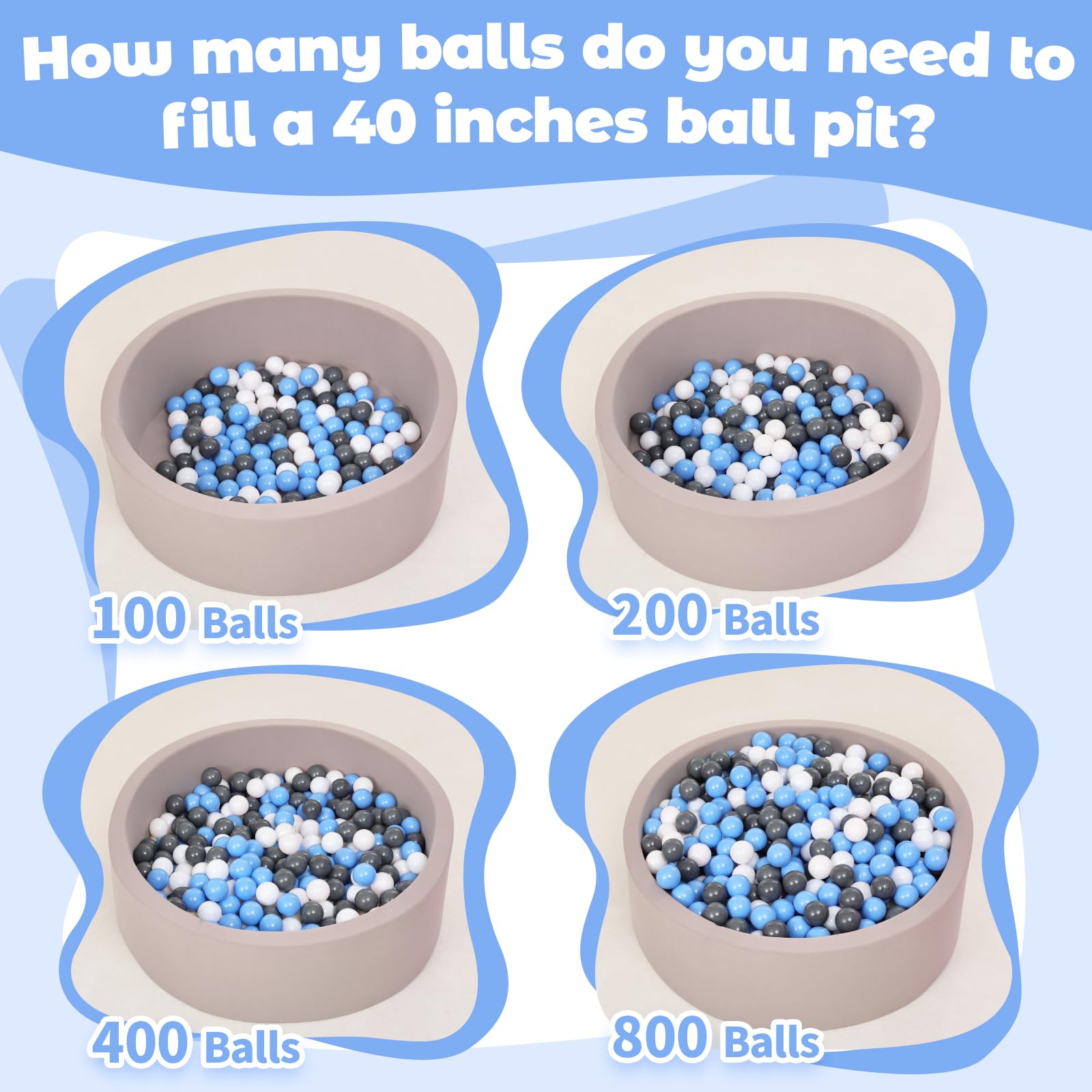 Suncuber balls suited for indoor and outdoor ball pit play.