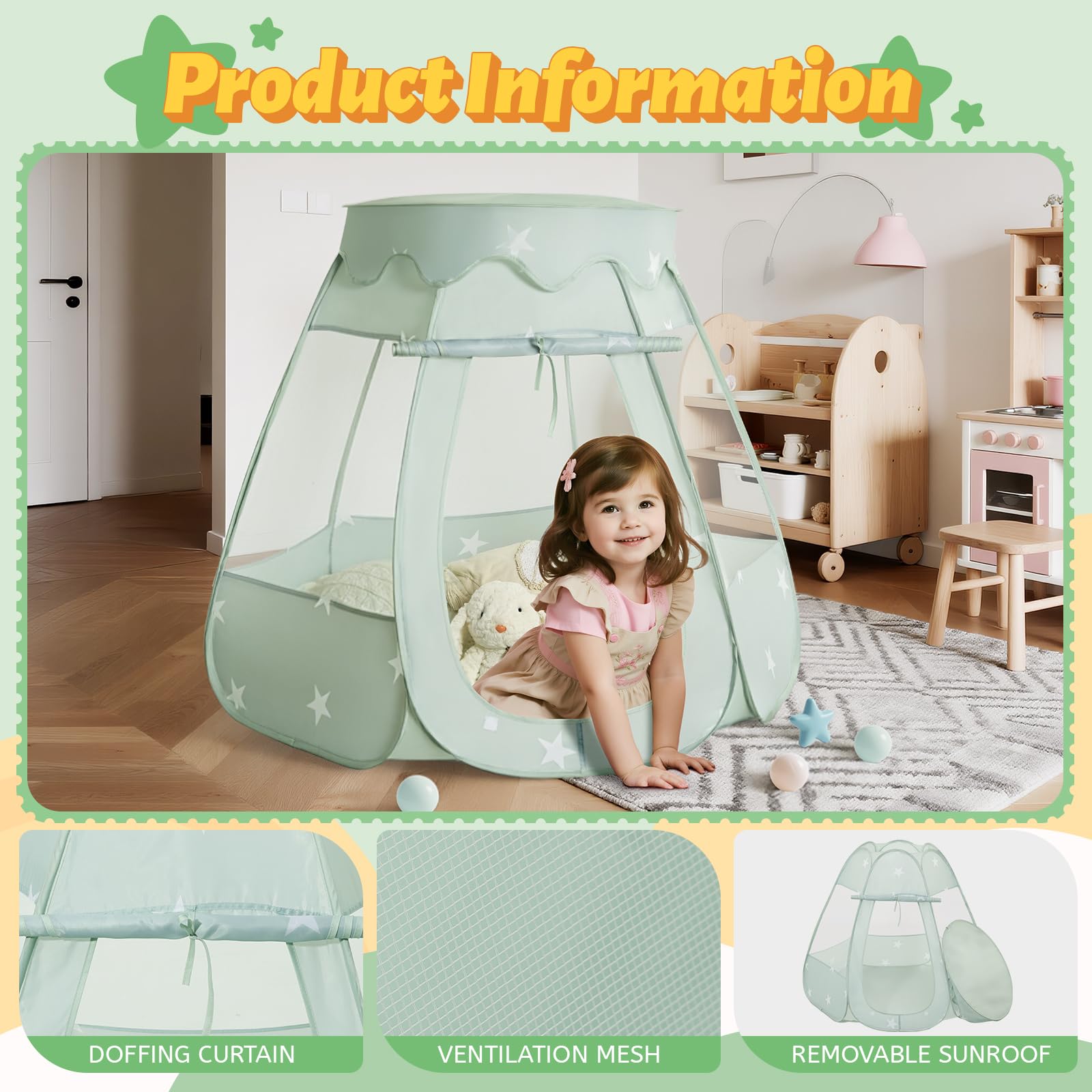 Suncuber Pop Up Tent hexagonal design boosts shape recognition in play