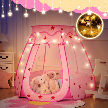 Suncuber star light included brightens nighttime storytelling in the tent.