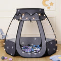 Suncuber Pop Up Play Tent with star light enhances cozy evening playtime.