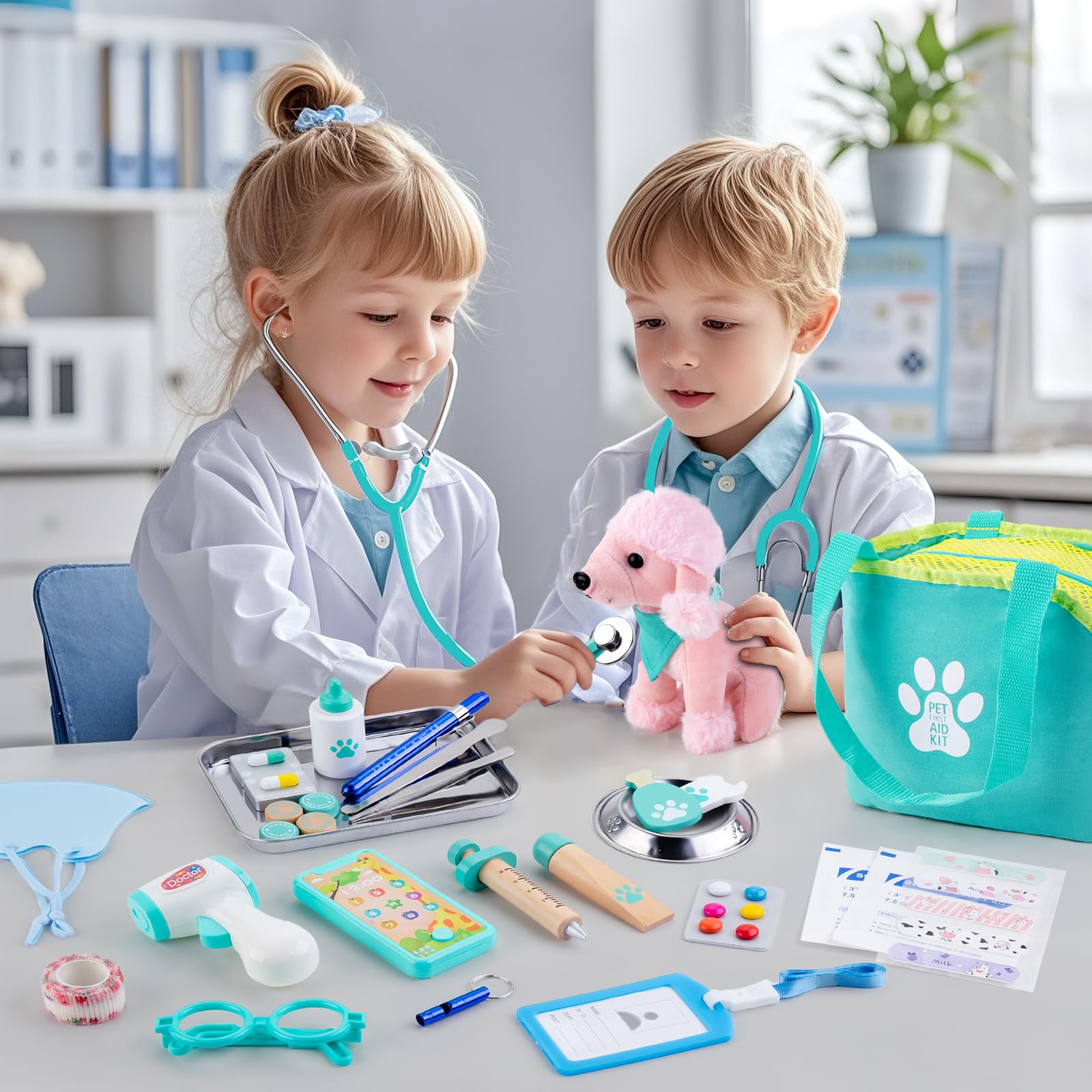 Sundaymot Doctor Kit 37pc first aid supplies for complete pretend care