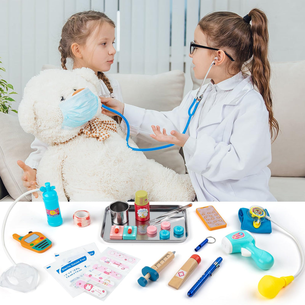 Sundaymot Doctor Kit wooden syringe adds tactile realism to pretend medical exams