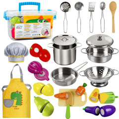 Sundaymot play kitchen pots and pans for durable pretend cooking