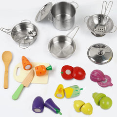 Sundaymot wooden fruits and vegetables with textured natural surfaces for realistic play