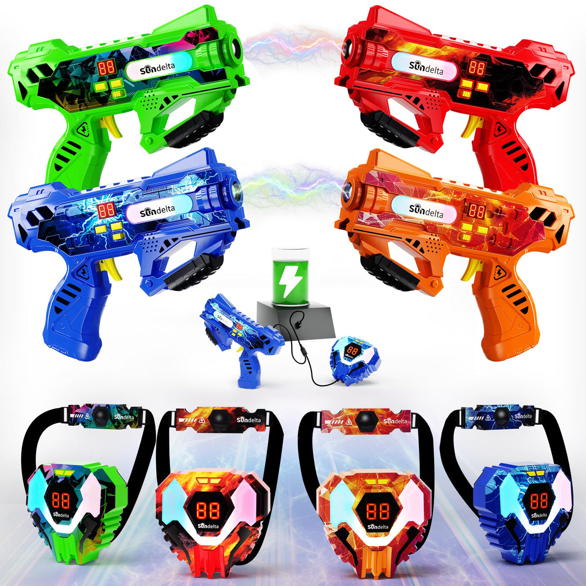 Sundelta laser tag guns 4-pack front view for immersive backyard battles