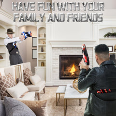 Indoor/outdoor Sundelta laser tag battleground setup in action