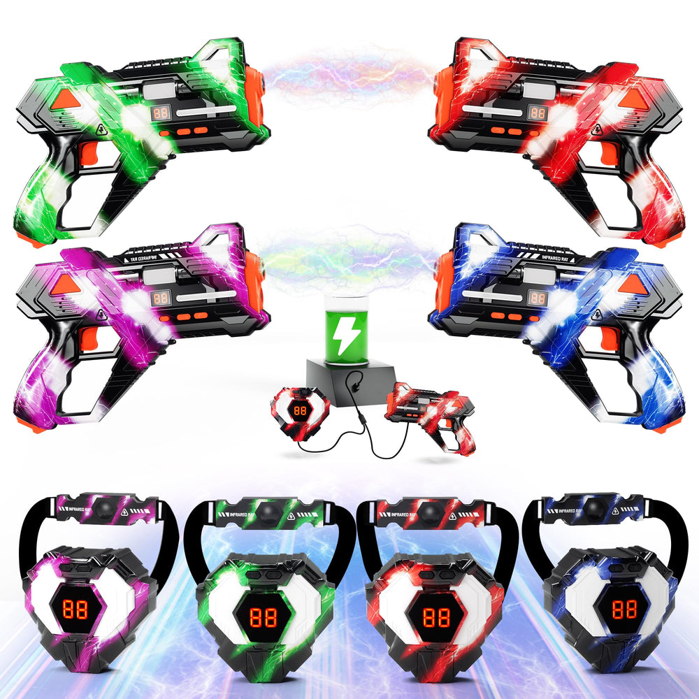 Sundelta rechargeable laser tag guns with ergonomic grip for quick aiming.