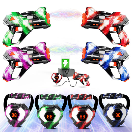 Sundelta rechargeable laser tag guns with ergonomic grip for quick aiming.