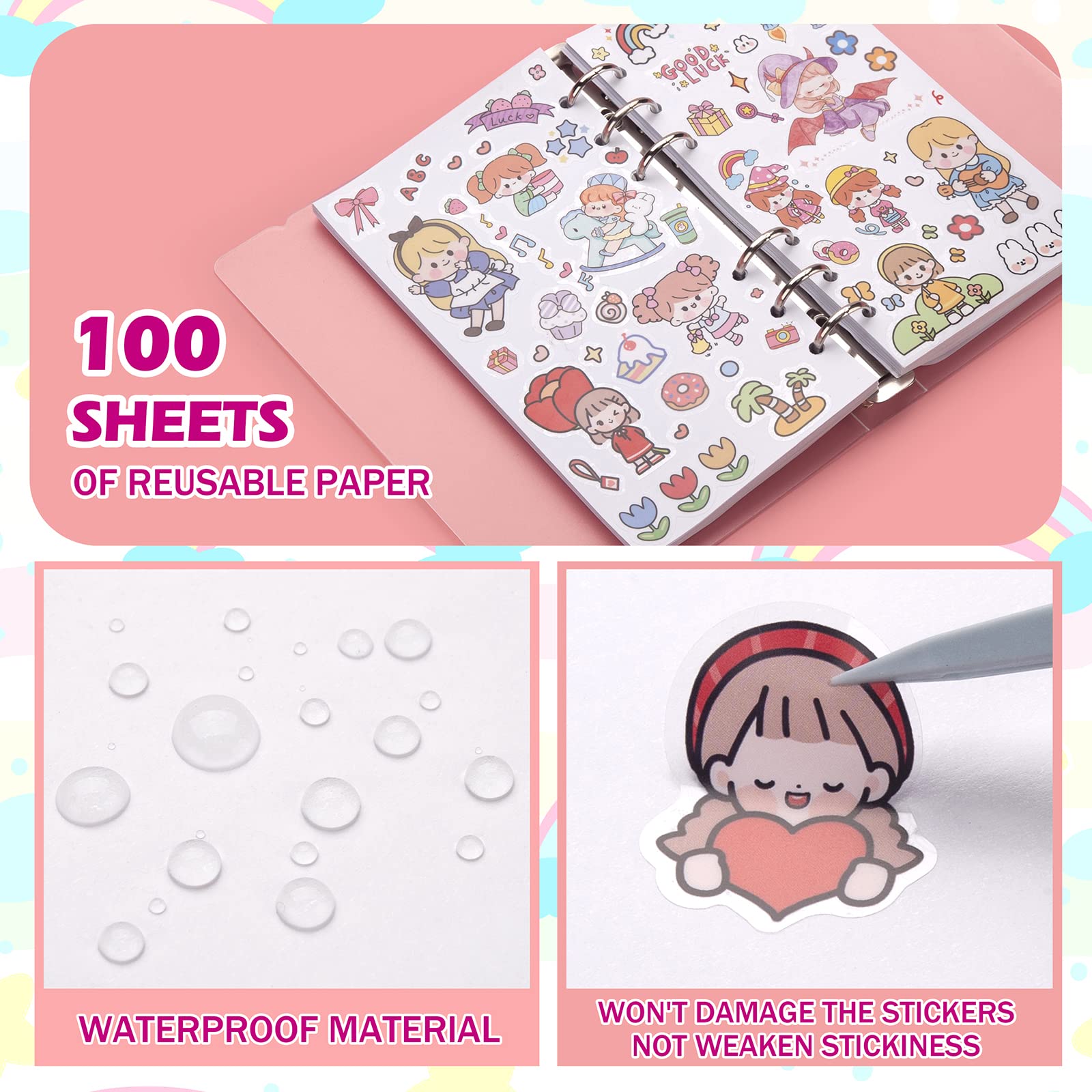SUNEZLGO pockets with zippers for organized sticker storage and easy access.