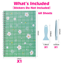 SUNEZLGO sticker book spiral binding close-up highlights lay-flat access.