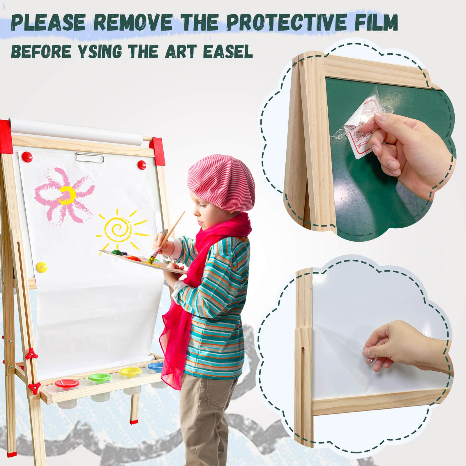 SUNFATT dust-free chalk and eraser enable clean, easy art sessions.