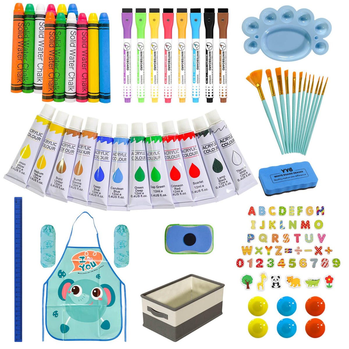 SUNFATT Kids Easel Accessory Set packaging shows the complete art kit for creativity