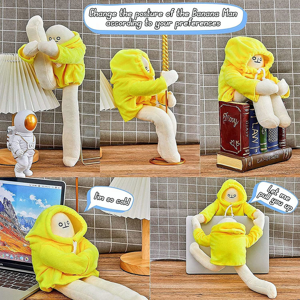 Sunfedmiss Banana Man plush close up highlights soft cotton material.