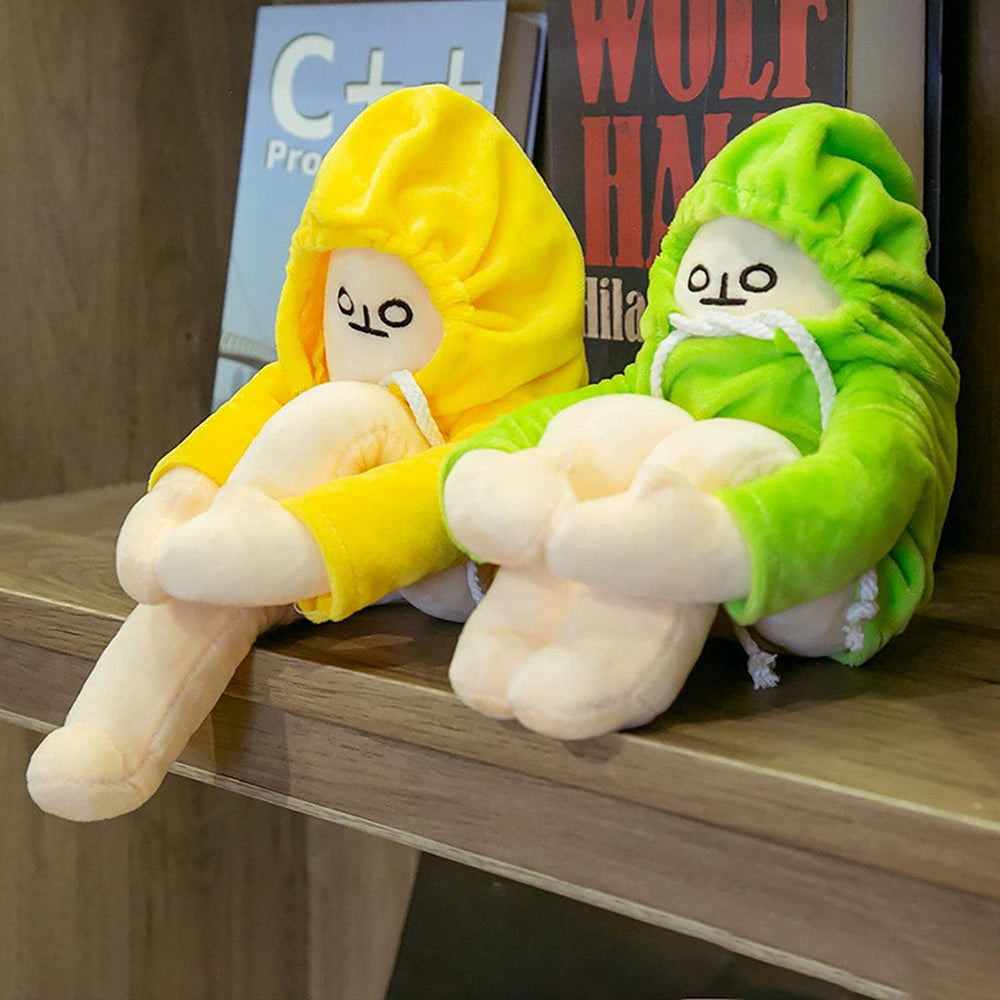 Sunfedmiss Banana Man plush side view showing flexible limbs for dynamic positions.