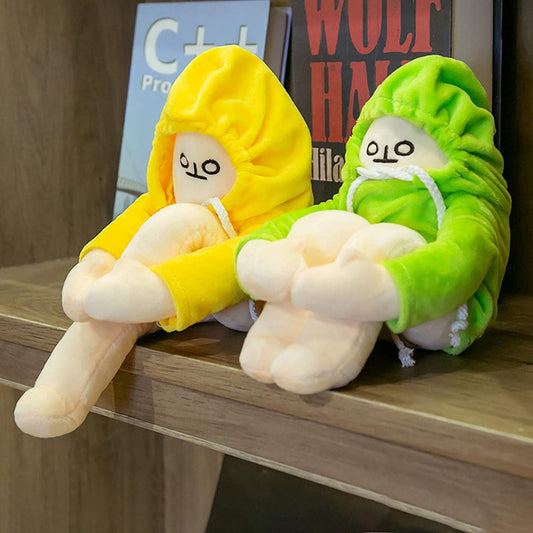 Sunfedmiss Banana Man plush side view showing flexible limbs for dynamic positions.
