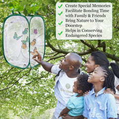 SunGrow butterfly habitat collapsible storage folds flat for compact off-season storage.
