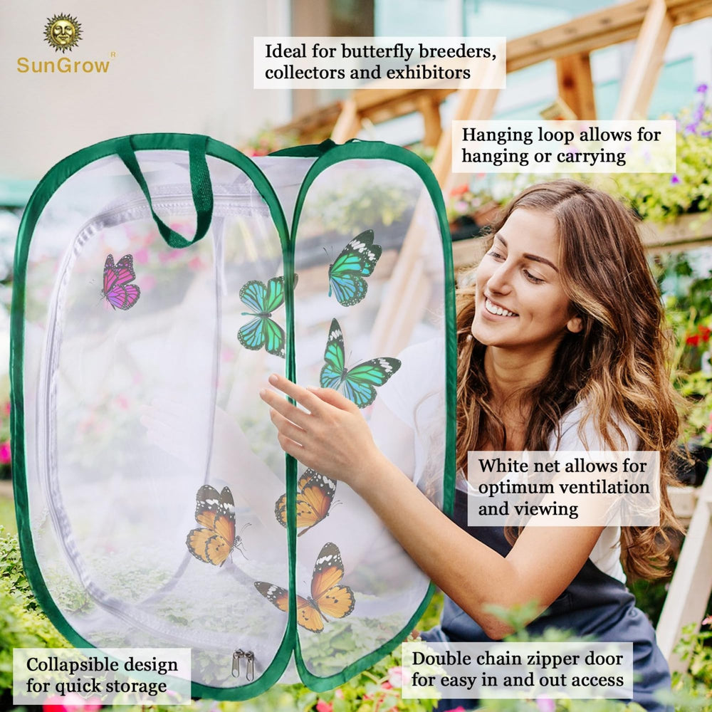 SunGrow butterfly habitat mesh protection keeps caterpillars safe from disturbances.