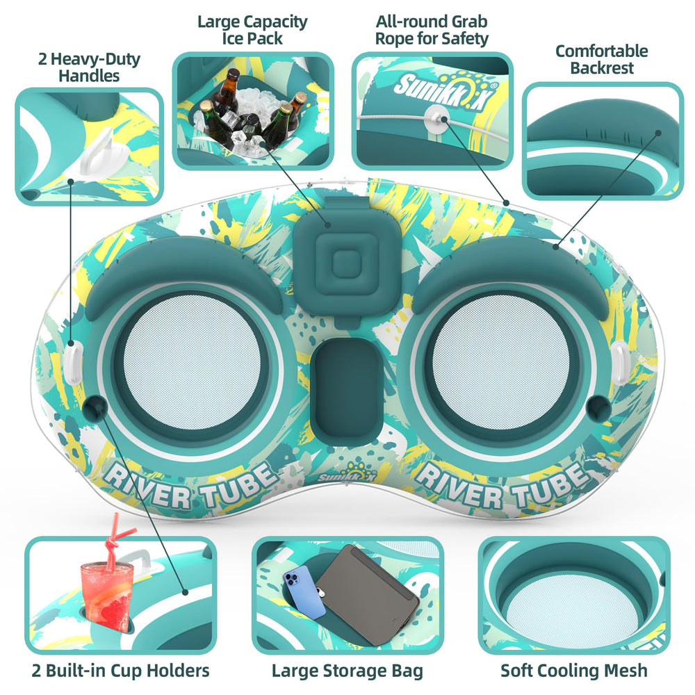 Sunikko X 5-in-1 pool floats cup holders for beverages and sunglasses.