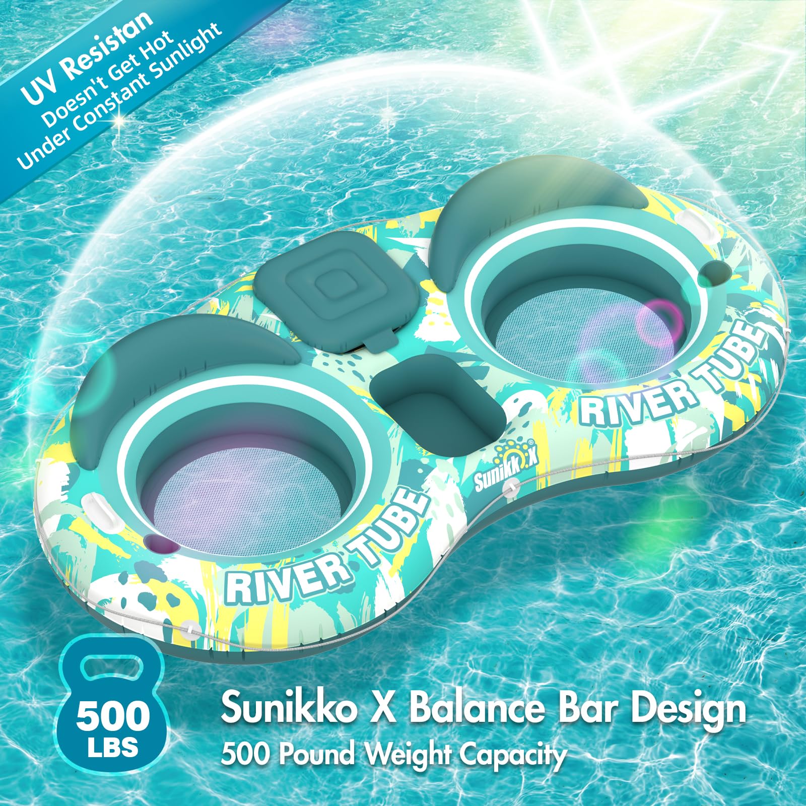 Sunikko X 5-in-1 pool floats quick inflation and easy storage features.
