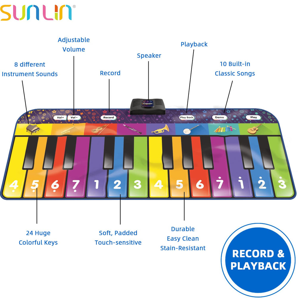 SUNLIN piano mat with record playback encourages kids to replay ideas.