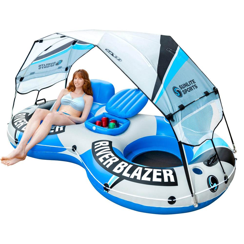 Sunlite Sports river tube with detachable canopy offering flexible sun protection