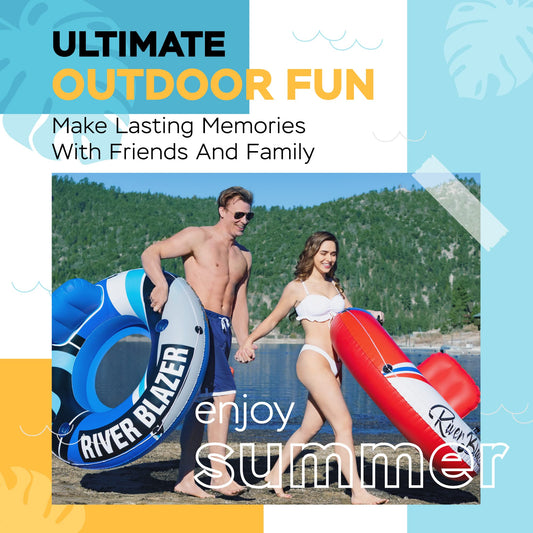 Sunlite Sports River Blazer inflated side view highlights 53 inch diameter for space