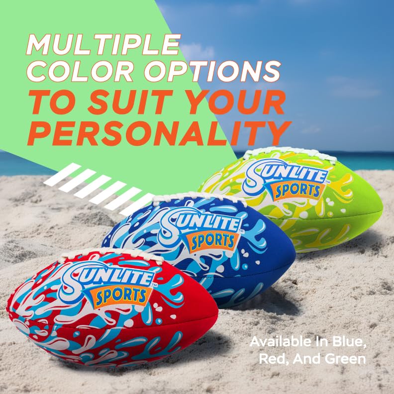 Sunlite Sports waterproof football on a sunny beach day for water games