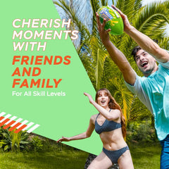 Family enjoying Sunlite Sports waterproof football in a backyard pool scene