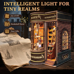 SUNNINO Book Nook Kit detailed assembly scene showing hands crafting the miniature diorama.