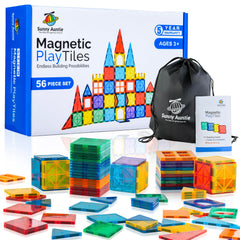 Sunny Auntie magnetic tiles 56-pcs arranged for open-ended building.