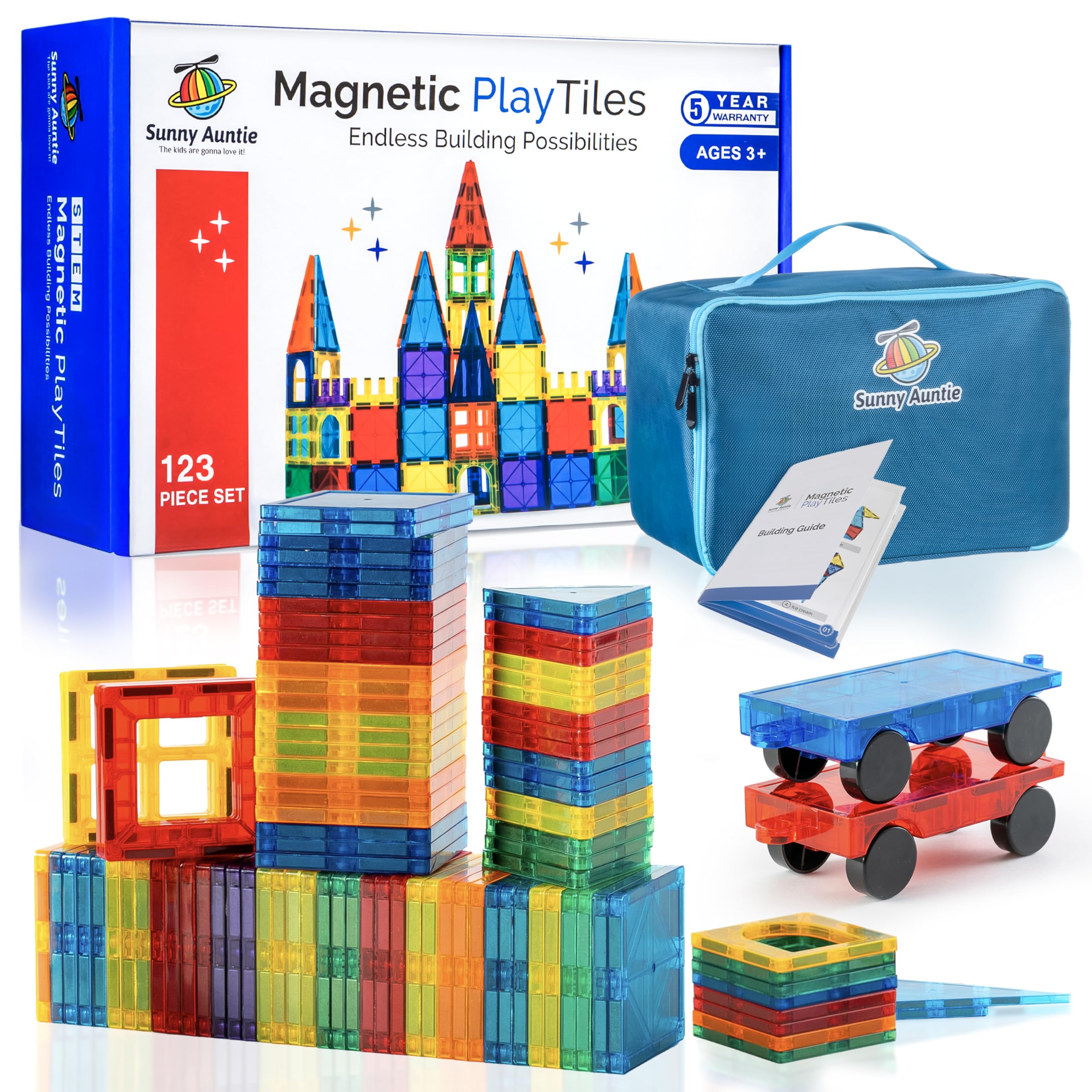 Sunny Auntie Magnetic Tiles collection inviting imaginative building for kids