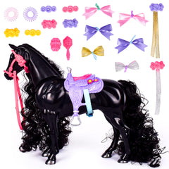 Sunny Days Glam-R-Ranch Raven Dream horse head movement for lifelike pretend play.