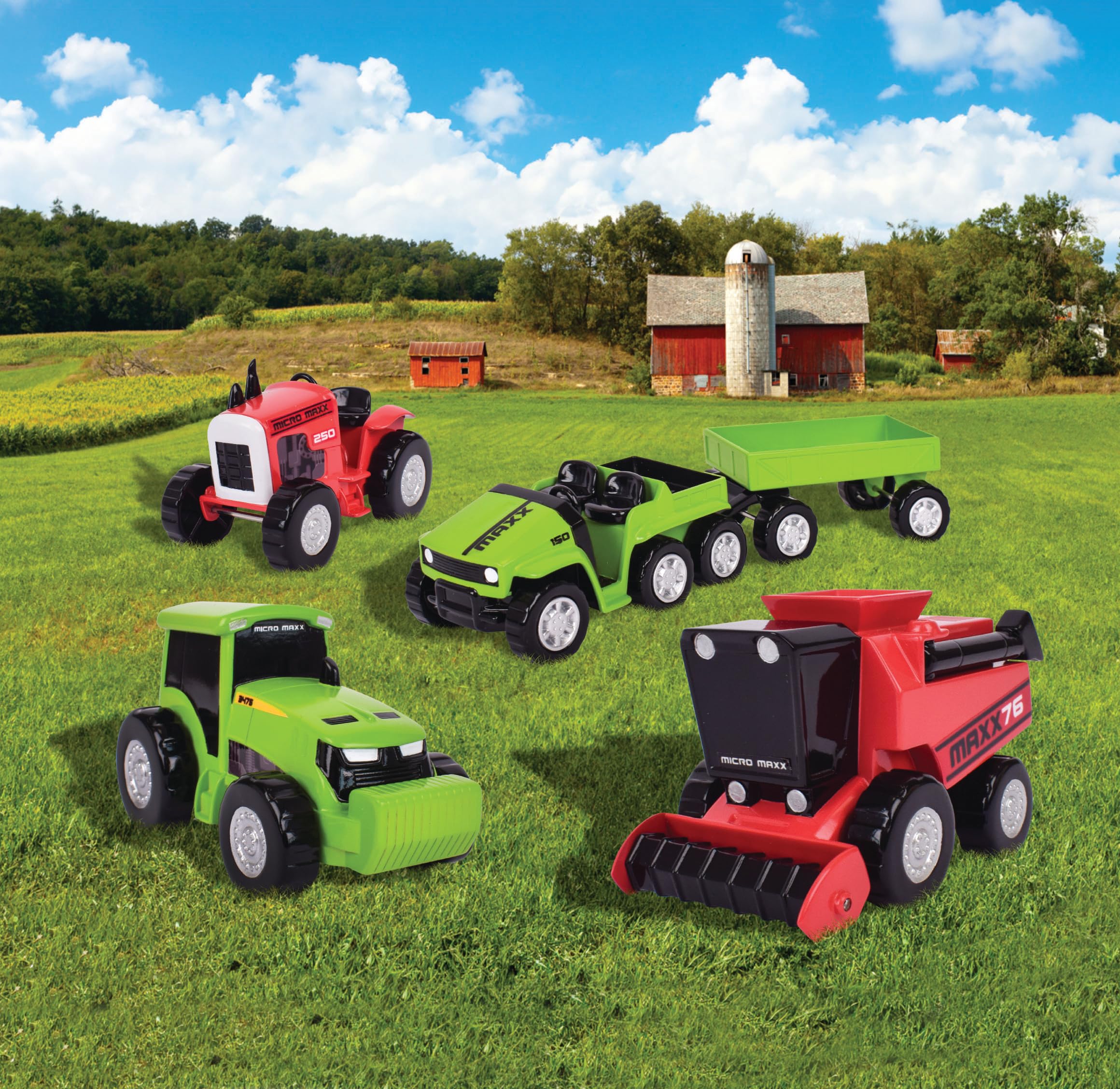 Sunny Days Maxx Action 6x6 tractor with rolling wheels boosts active, imaginative play.