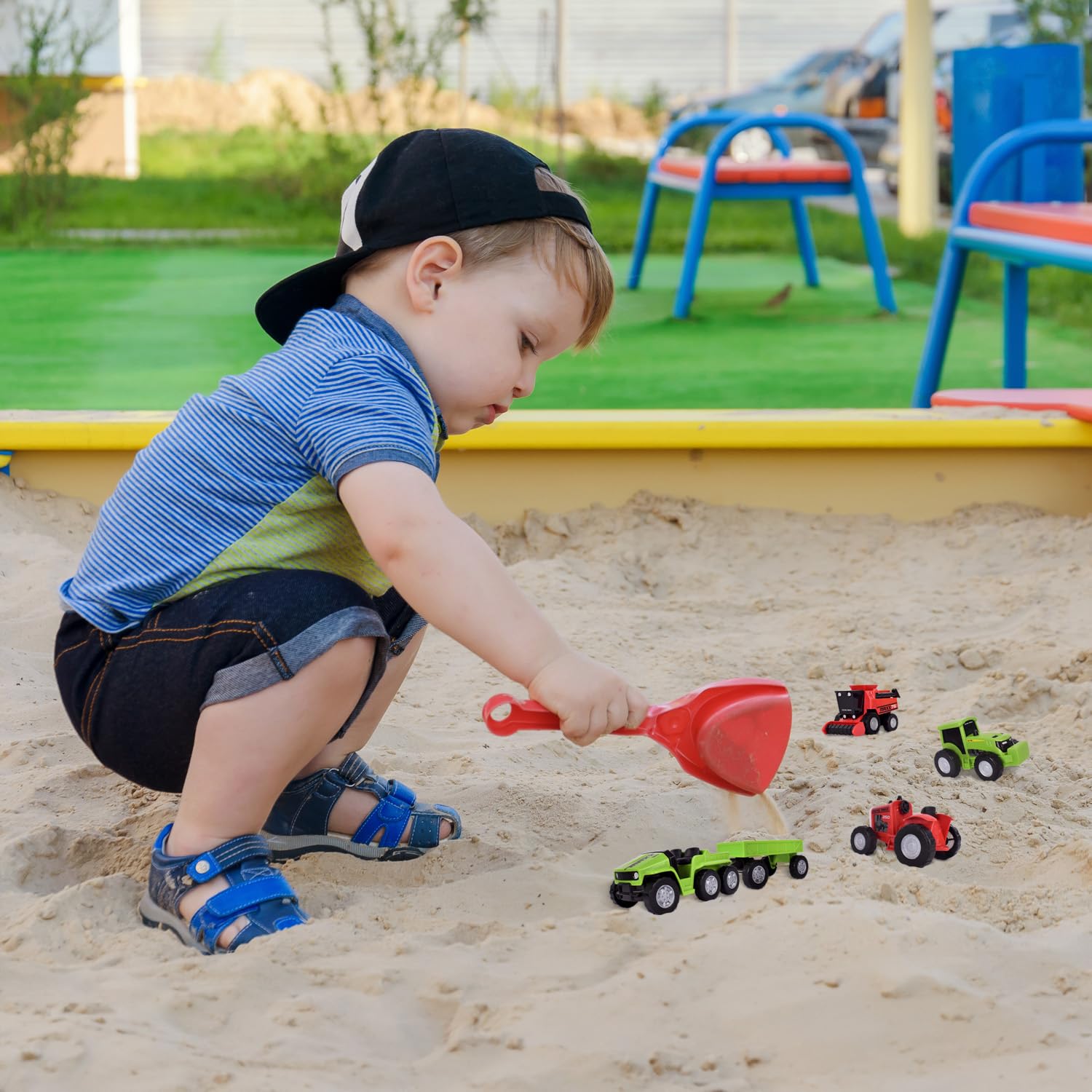 Sunny Days Maxx Action modern tractor invites hands-on pretend farming adventures.