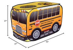 Sunny Days Pop Up School Bus easy assembly; pop-up setup saves time