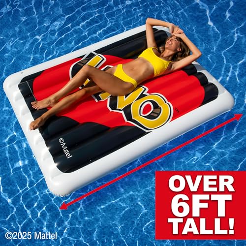 Sunny Days Uno Pool Float logo side adds Uno flair for lounging in style