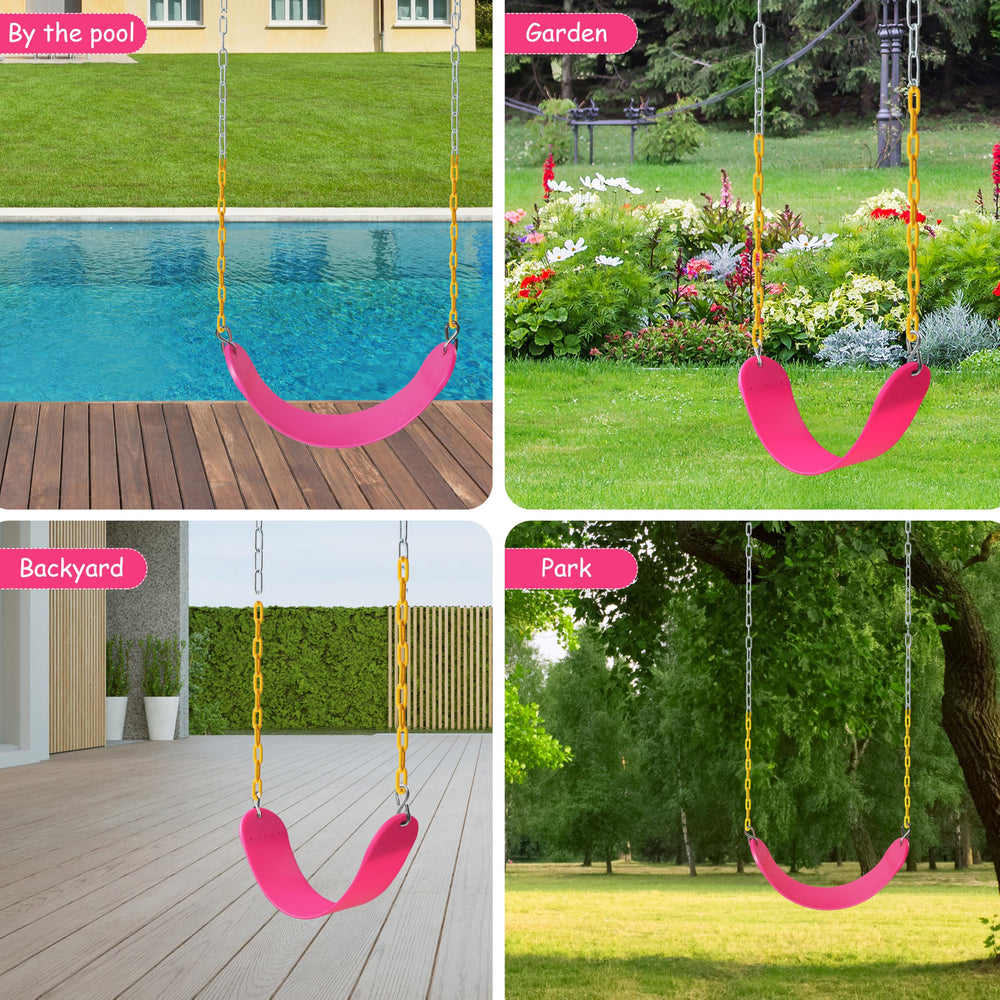Sunnyglade pink 2-pack swings brighten the play area.