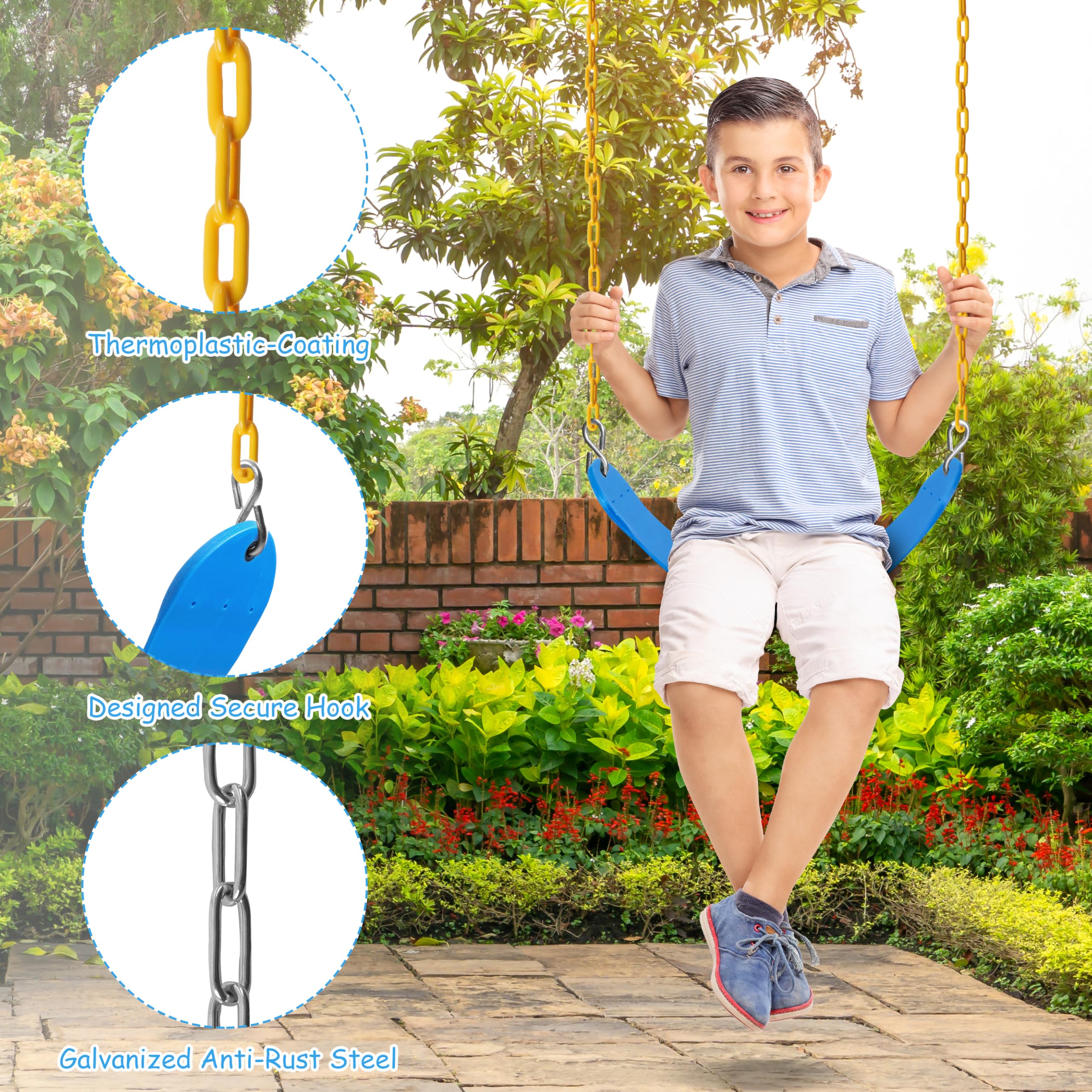 Sunnyglade snap hooks allow quick, secure mounting to your swing frame.