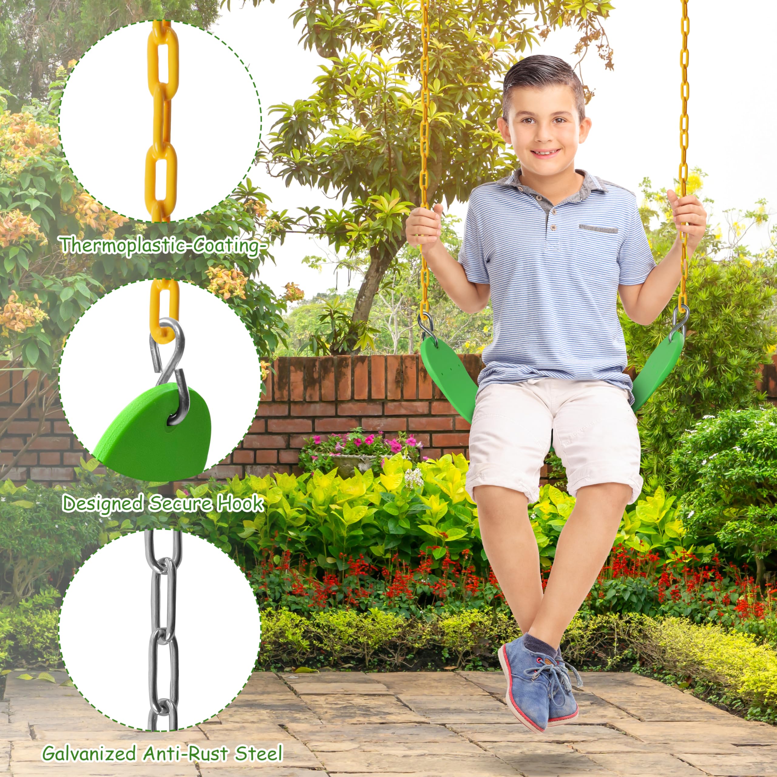 Sunnyglade thermoplastic-coated chains protect hands and reduce pinch points.