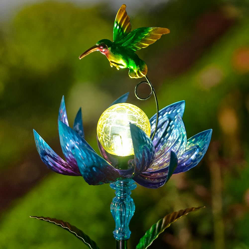 Sunnylight garden windmill blue petal detail adds motion to outdoor spaces