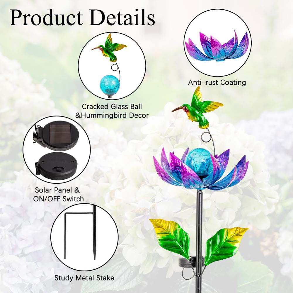Sunnylight hummingbird accent adds garden charm to the spinner.