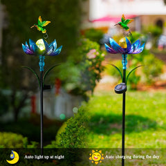Sunnylight waterproof solar panel blue wind spinner keeps glow in rain
