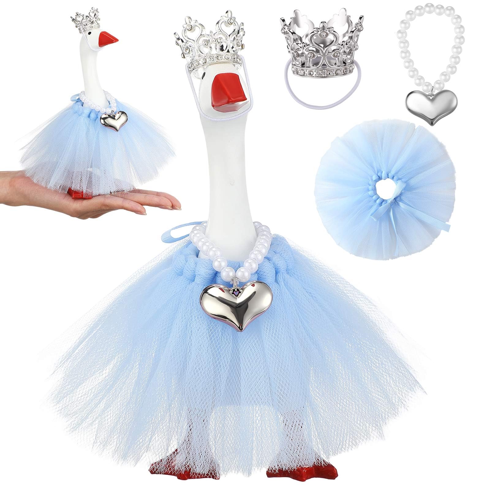 Sunnymove 7-inch goose with crystal tiara for desk decor