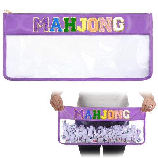 Sunnymove American Mahjong Bag with empty purple case and zip closure for on-the-go tile storage