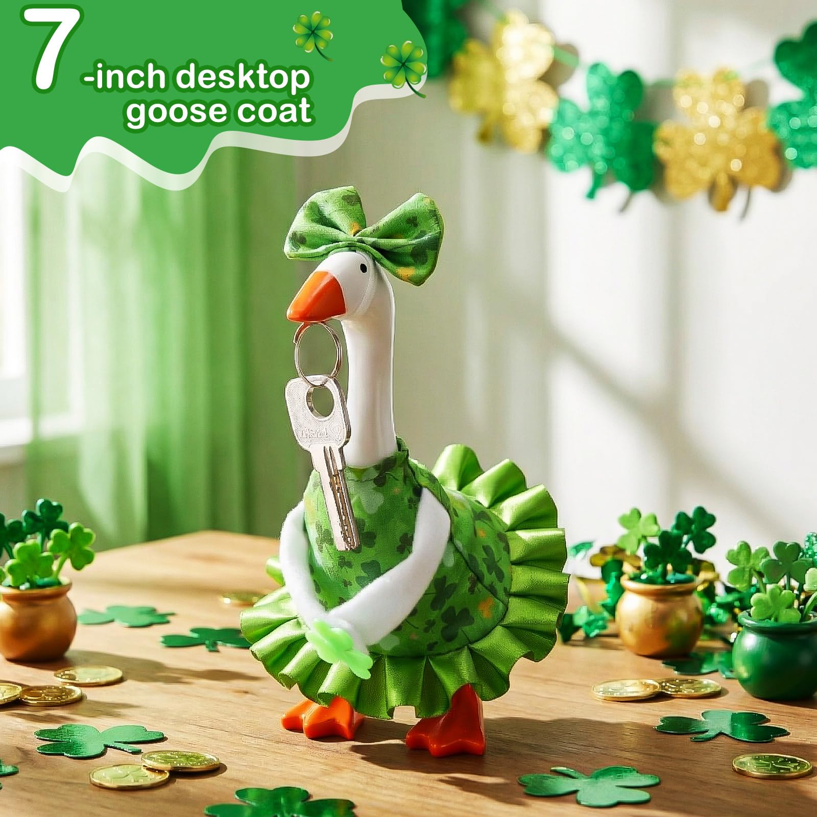 Sunnymove green shamrock goose costume brings playful charm to any display.