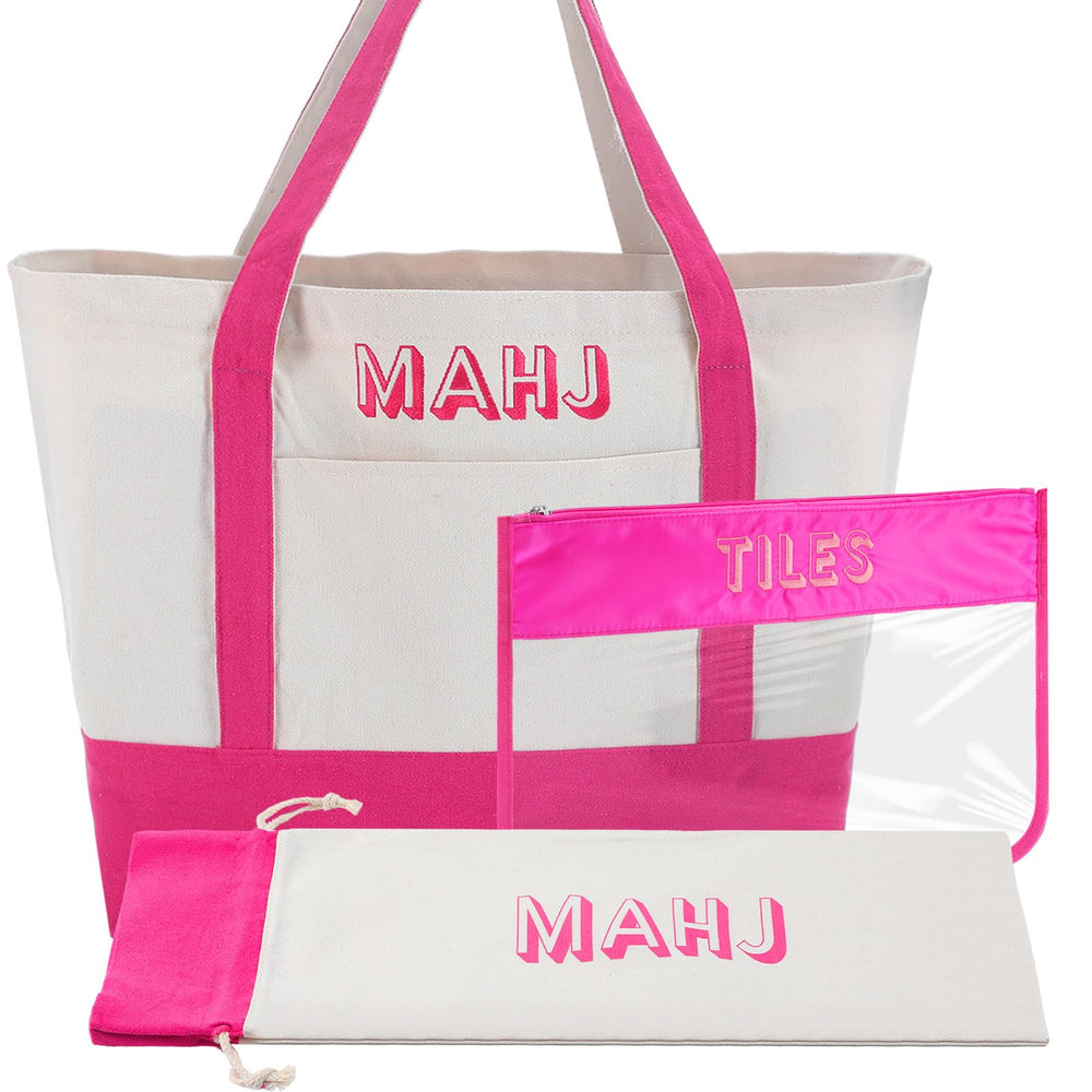 Sunnymove mahjong bag full set with organized compartments for tiles and racks, easy transport.