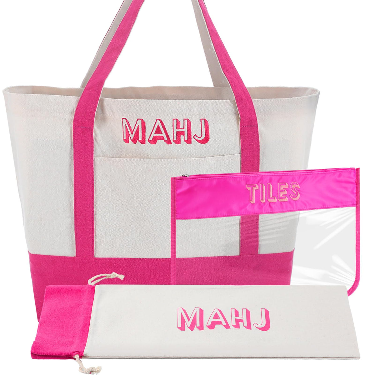Sunnymove mahjong bag full set with organized compartments for tiles and racks, easy transport.