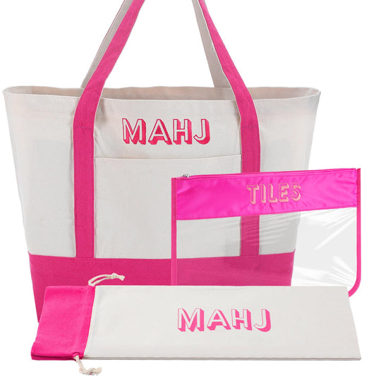 Sunnymove mahjong bag full set with organized compartments for tiles and racks, easy transport.