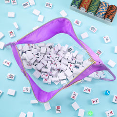 Sunnymove Mahjong bag with reliable gold zipper secures tiles during transport